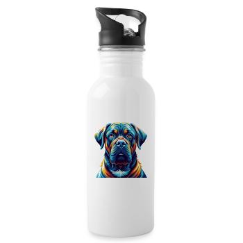 Mastiff Hunderasse Bunte Karikatur Kawaii - Trinkflasche mit integriertem Trinkhalm - Weiß - Rechts