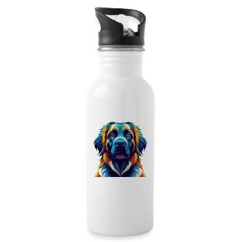 Leonberger Dog Breed Colorful Cartoon Kawaii - Water bottle with straw - white - Right