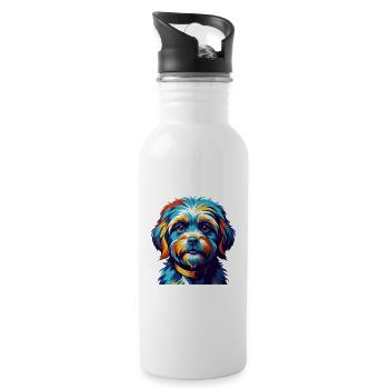 Maltipoo Hunderasse Bunte Karikatur Kawaii - Trinkflasche mit integriertem Trinkhalm - Weiß - Rechts