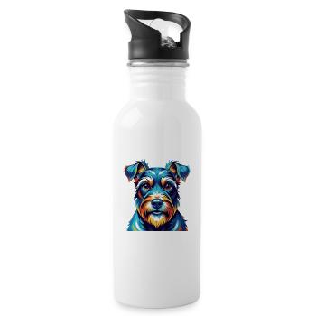 Schnauzer miniature race de chien dessin animé Kawaii - Gourde avec paille intégrée - blanc - Droite