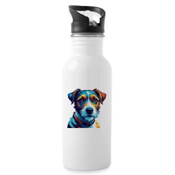 Parson Russell Terrier Dog Breed Cartoon Kawaii - Water bottle with straw - white - Right