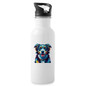 Laufhund Hunderasse Bunte Karikatur Kawaii - Trinkflasche mit integriertem Trinkhalm - Weiß - Rechts