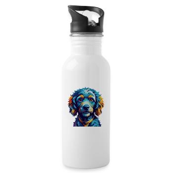 Caniche Chien Race Coloré Dessin Animé Kawaii - Gourde avec paille intégrée - blanc - Droite