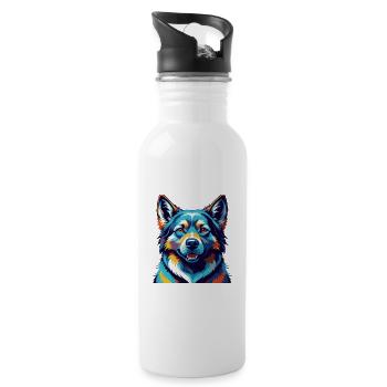 Norwegischer Elchhund Hunderasse Karikatur Kawaii - Trinkflasche mit integriertem Trinkhalm - Weiß - Rechts