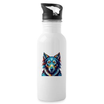 Lévrier Russe Chien Race Dessin Animé Kawaii - Gourde avec paille intégrée - blanc - Droite