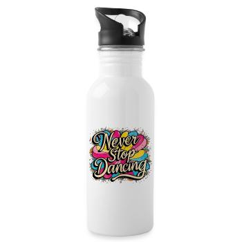 Never Stop Dancing Design - Water bottle with straw - white - Right