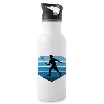 Herren Squash Badmintonspieler Damen Badminton - Trinkflasche mit integriertem Trinkhalm - Weiß - Rechts