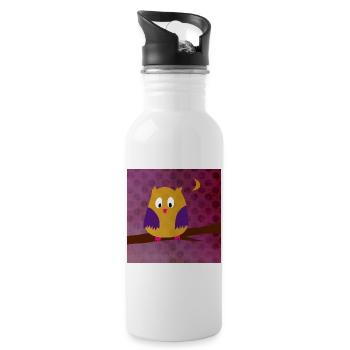 hibou aigle hibou affiche pois forêt violette enfants - Gourde avec paille intégrée - blanc - Droite