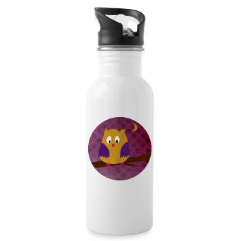 Eule Uhu Dots Punkte Kreis Wald lila Kinder Tiere - Trinkflasche mit integriertem Trinkhalm - Weiß - Rechts