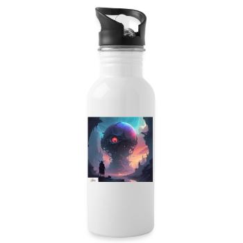 Fork life cartoon - Water bottle with straw - white - Right