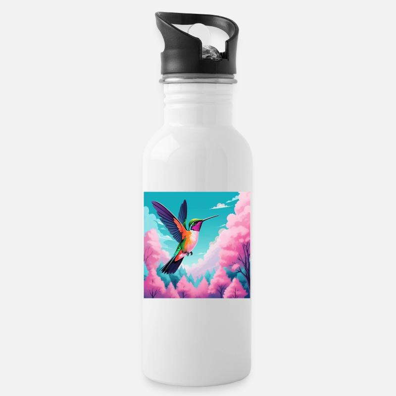 Kolibri - Trinkflasche mit integriertem Trinkhalm - Weiß