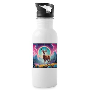 Deer on the mountain - Water bottle with straw - white - Right