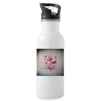 Cute Flamingo - Water bottle with straw - white - Right