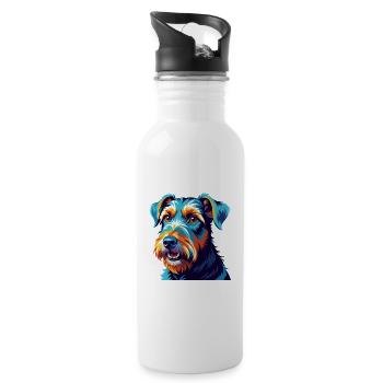 Airedale Terrier Chien Race Coloré Dessin animé Kawaii - Gourde avec paille intégrée - blanc - Droite