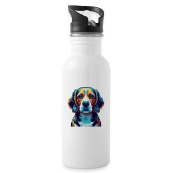 Beagle Harrier Dog Breed Colorful Cartoon Kawaii - Water bottle with straw - white - Right