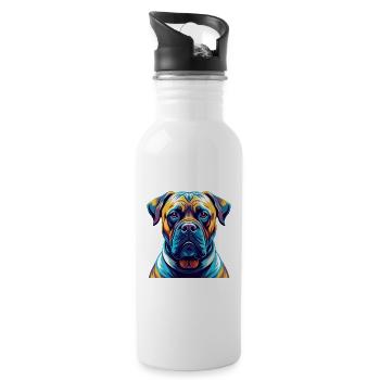 Boerboel Hunderasse Bunte Karikatur Kawaii - Trinkflasche mit integriertem Trinkhalm - Weiß - Rechts