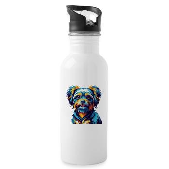 Bichon Yorkie Dog Breed Colorful Cartoon Kawaii - Water bottle with straw - white - Right