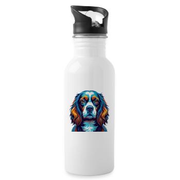 Spaniel Dog Breed Colorful Cartoon Kawaii - Water bottle with straw - white - Right
