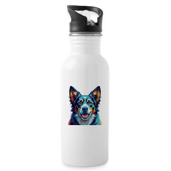 Schweizer Laufhund Hunderasse Bunte Karikatur Kawaii - Trinkflasche mit integriertem Trinkhalm - Weiß - Rechts