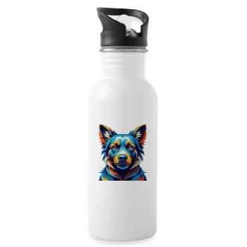 Tosa Hunderasse Buntes Aquarell Cartoon Kawaii - Trinkflasche mit integriertem Trinkhalm - Weiß - Rechts