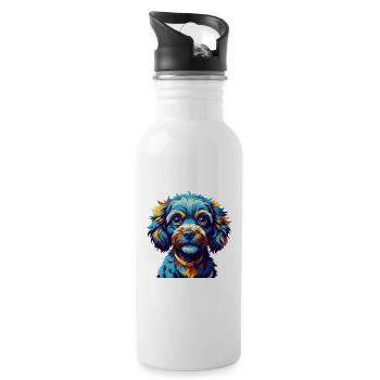 Toy Poodle Dog Breed Colorful Cartoon Kawaii - Water bottle with straw - white - Right