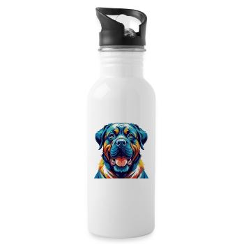 Transmontano Mastiff Hunderasse Karikatur Kawaii - Trinkflasche mit integriertem Trinkhalm - Weiß - Rechts