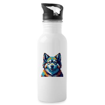 Sibérie occidentale Laïka Chien Race Dessin animé Kawaii - Gourde avec paille intégrée - blanc - Droite