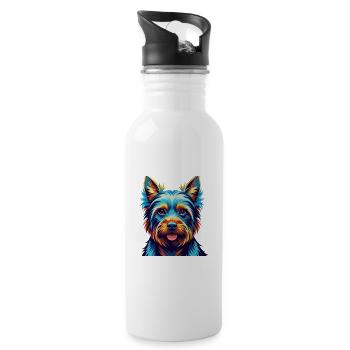 Australian Terrier Hunderasse Karikatur Kawaii - Trinkflasche mit integriertem Trinkhalm - Weiß - Rechts
