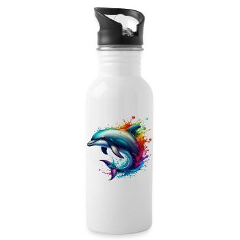 Delfin - Trinkflasche mit integriertem Trinkhalm - Weiß - Rechts