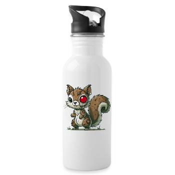 creepy zombie squirrel for halloween fun - Water bottle with straw - white - Right