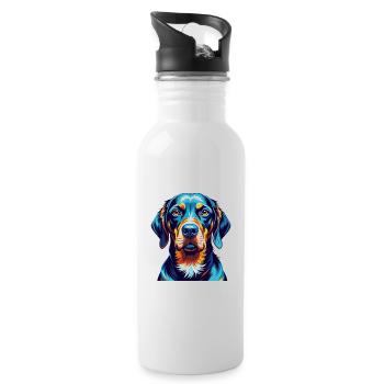 Schwarz Und Tan Coonhound Hunderasse Karikatur Kawaii - Trinkflasche mit integriertem Trinkhalm - Weiß - Rechts