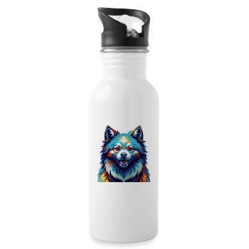 American Eskimo Dog Breed Colorful Cartoon Kawaii - Water bottle with straw - white - Right