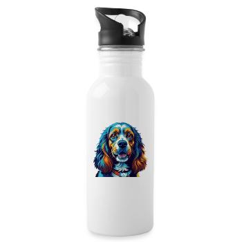 Cocker américain Spaniel Chien Race Dessin animé Kawaii - Gourde avec paille intégrée - blanc - Droite