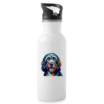 Basset Griffon Vendeen Hunderasse Karikatur Kawaii - Trinkflasche mit integriertem Trinkhalm - Weiß - Rechts