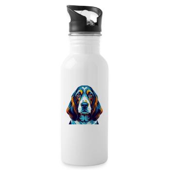 Basset Bleu De Gascogne Dog Breed Cartoon Kawaii - Water bottle with straw - white - Right