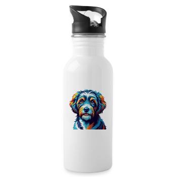 Barbet Dog Breed Colorful Cartoon Kawaii - Water bottle with straw - white - Right