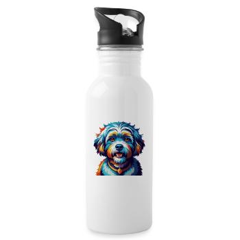 Bichon frisé Race de chien Dessin animé coloré Kawaii - Gourde avec paille intégrée - blanc - Droite