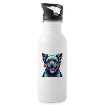 Berger De Beauce Dog Breed Colorful Cartoon Kawaii - Water bottle with straw - white - Right