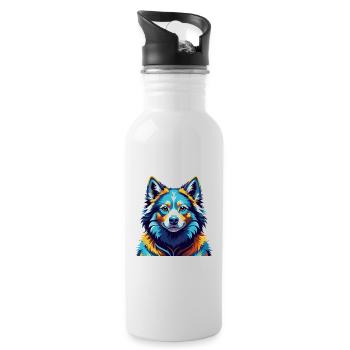Chien Esquimau Canadien Race Coloré Dessin Animé Kawaii - Gourde avec paille intégrée - blanc - Droite