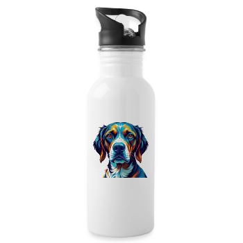 Burgos pointeur chien race coloré dessin animé kawaii - Gourde avec paille intégrée - blanc - Droite