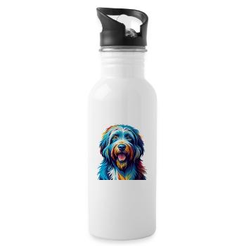 Bergamasker Hunderasse Bunte Karikatur Kawaii - Trinkflasche mit integriertem Trinkhalm - Weiß - Rechts