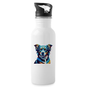 Cao Da Serra De Aires Hunderasse Karikatur Kawaii - Trinkflasche mit integriertem Trinkhalm - Weiß - Rechts