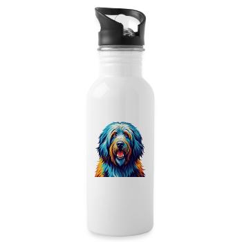 Bergamasker Schäferhund Rasse Bunte Karikatur Kawaii - Trinkflasche mit integriertem Trinkhalm - Weiß - Rechts
