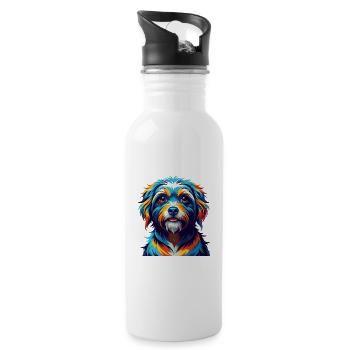 Bolognese Hunderasse Bunte Karikatur Kawaii - Trinkflasche mit integriertem Trinkhalm - Weiß - Rechts
