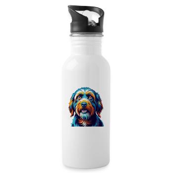 Briquet Griffon Vendéen Chien Race Dessin Animé Kawaii - Gourde avec paille intégrée - blanc - Droite