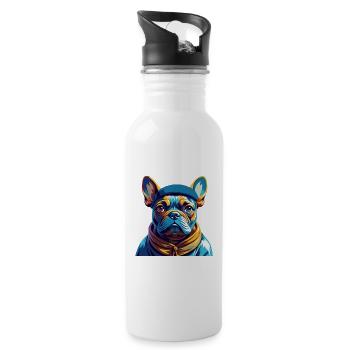 Chien Francais Dog Breed Colorful Cartoon Kawaii - Water bottle with straw - white - Right
