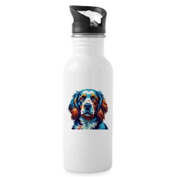 Clumber Spaniel Dog Breed Colorful Cartoon Kawaii - Water bottle with straw - white - Right