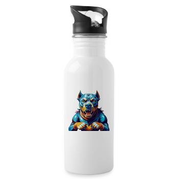 Cordoba Fighting Dog Breed Colorful Cartoon Kawaii - Water bottle with straw - white - Right