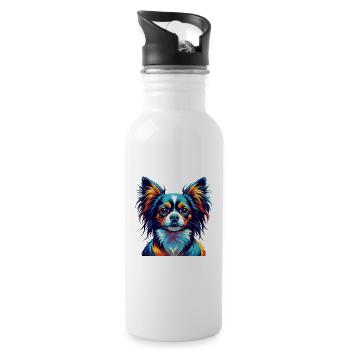 Continental Toy Spaniel Chien Race Dessin Animé Kawaii - Gourde avec paille intégrée - blanc - Droite