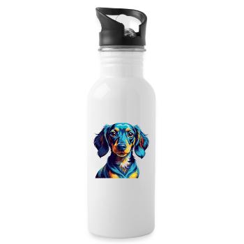 Dachshund Dog Breed Colorful Cartoon Kawaii - Water bottle with straw - white - Right